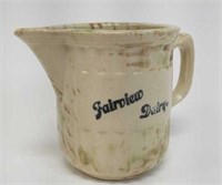 Vintage Fairview Dairy Spongerware Milk Pitcher