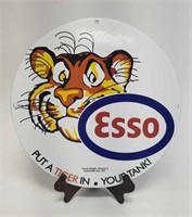 Esso Porcelain Gas Oil Advertising Pump Plate Sign