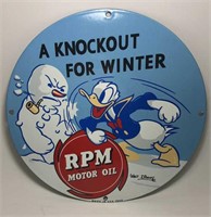 RPM Motor Oil Disney Porcelain Advertising Sign