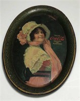 Antique 1914 Coca-Cola Betty Litho Tip Tray