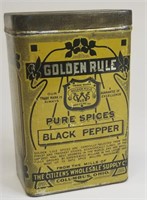 Vintage Golden Rule Black Pepper Advertising Tin