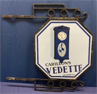 1930's 2 Sided Porcelain Carillons Vedette Sign