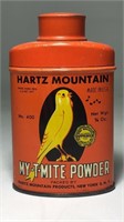 Vintage Hartz Mountain My-T-Mite Powder Tin