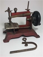 Vintage Red Miniature Metal Sewing Machine