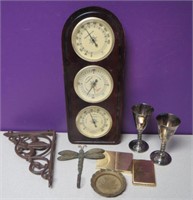 Barometer & Assorted Metal Decor Items