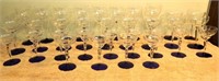 33 VTG Cobalt Base Etched Wine Glasses