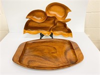 Two Carved Monkeypod serving trays