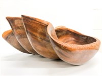 Huge! Rare carved Monkeypod Wood clamshell bowl.