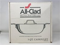 New All Clad 3Qt. Casoulet with Lid. 3 ply bonded