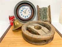 Rustic Nautical and wood decor lot. (clock works)