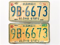 Pair of 1976 Hawaii Aloha State license plates