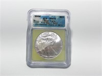 ICG MS70 Silver first day of issue Silver Eagle