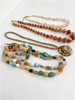 Colorful lot of 4 beaded necklaces