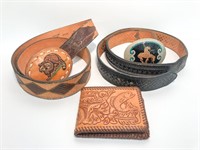 Two belts and a wallet, including Tony Lama