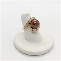 NA HOKU Chocolate Pearl and Diamond Ring