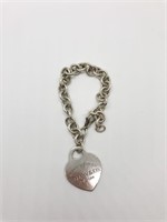 925 Silver Tiffany bracelet with heart tag