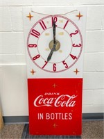 Tall Vintage Coca Cola wall clock (clock works)