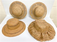 4 Woven brimmed hats