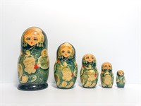 Signed 5 pc Matroyshka Russian nesting doll set