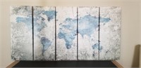 (5) Canvas World Map Wall Panels