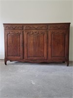 Nice Vintage French Country Carved Oak Sideboard