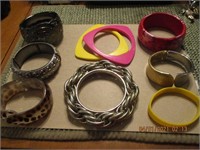 Lot of 9 Costume Bangle Bracelets