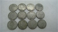 Vintage Lot of 12 Barber Nickels