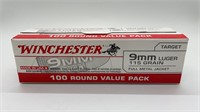 100 Rounds Winchester 9mm Ammo