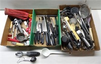 3 Flats of Kitchenware: Knives & Utensils