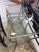 Two metal end tables