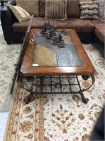 Iron and wood coffee table