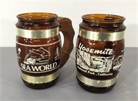 Siesta Souvenir Mugs -Yosemite, Sea World -Vintage