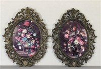 Floral Prints in Metal Filigree Frames -Italy