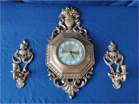 Syroco Wall Clock w/ Candle Sconces
