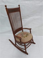 Rocker w/Embroidered Seat- Spindle Back- Twist Sid