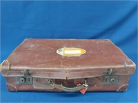 Vintage Leather Suitcase w/ Early Label