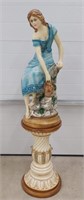 Lady Figurine On Seperate Stand - Plaster