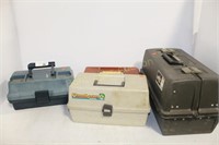 4 PLASTIC TACKLE BOXES WITH CONTENTS