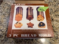 3 piece bread molds vintage