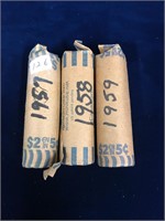 1957, 58, 59 rolls 0f  Canadian nickels