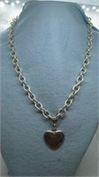 Heavy Silver Colored Chain with Heart