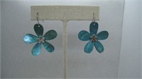Blue Flower Costume Earrings