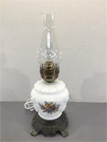 Milk Glass Boudoir Lamp w/Metal Base -Rewired