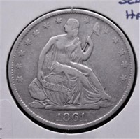 1861 O SEATED HALF DOLLAR VF RARE