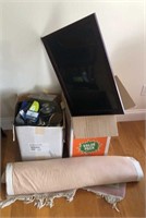 2 Boxes Picture Frames & Area Rug