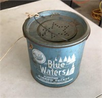 Vtg Blue Waters Metal Minnow Bucket