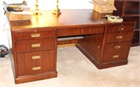 NATIONAL MT AIRY LEATHER TOP DESK - 72" x 36" x