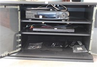 TV STAND, DVD PLAYER, VHS PLAYER