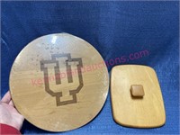 (2) Longaberger Lids (IU wood lid & other)