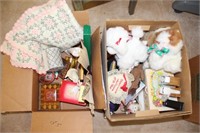 2 BOXES OF ASSORTED ITEMS- STUFF ANIMALS ETC.